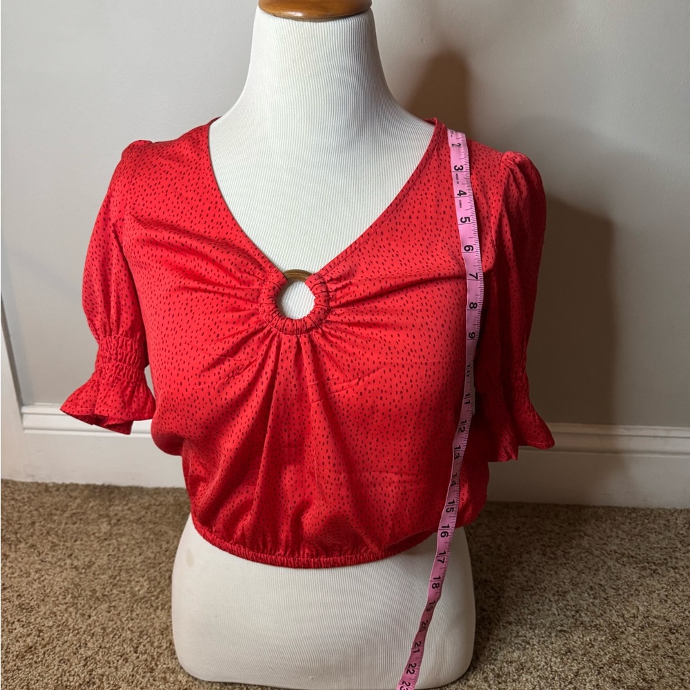 Express Red Blouse with Ring Detail